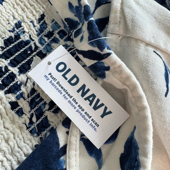 Blue and White Floral Fit & Flare Linen Blend Midi Dress Size Small Petite New - Picture 9 of 11